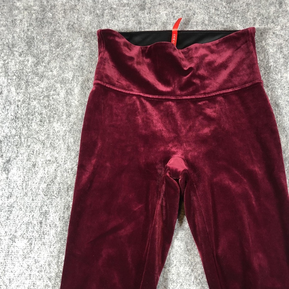 SPANX Velvet Leggings Womens M Red High‎ Rise Slimming Stretch Ankle Pull On - Picture 3 of 16